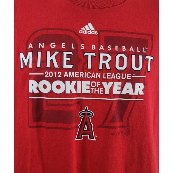 Adidas Red Los Angeles Angels MLB Mike Trout 2012 Rookie of Year Shirt XL - Picture 5 of 6